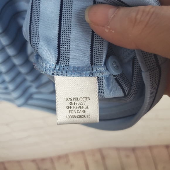 🌺 Croft & Barrow Men's Blue Striped Polo Shirt - Picture 4 of 8